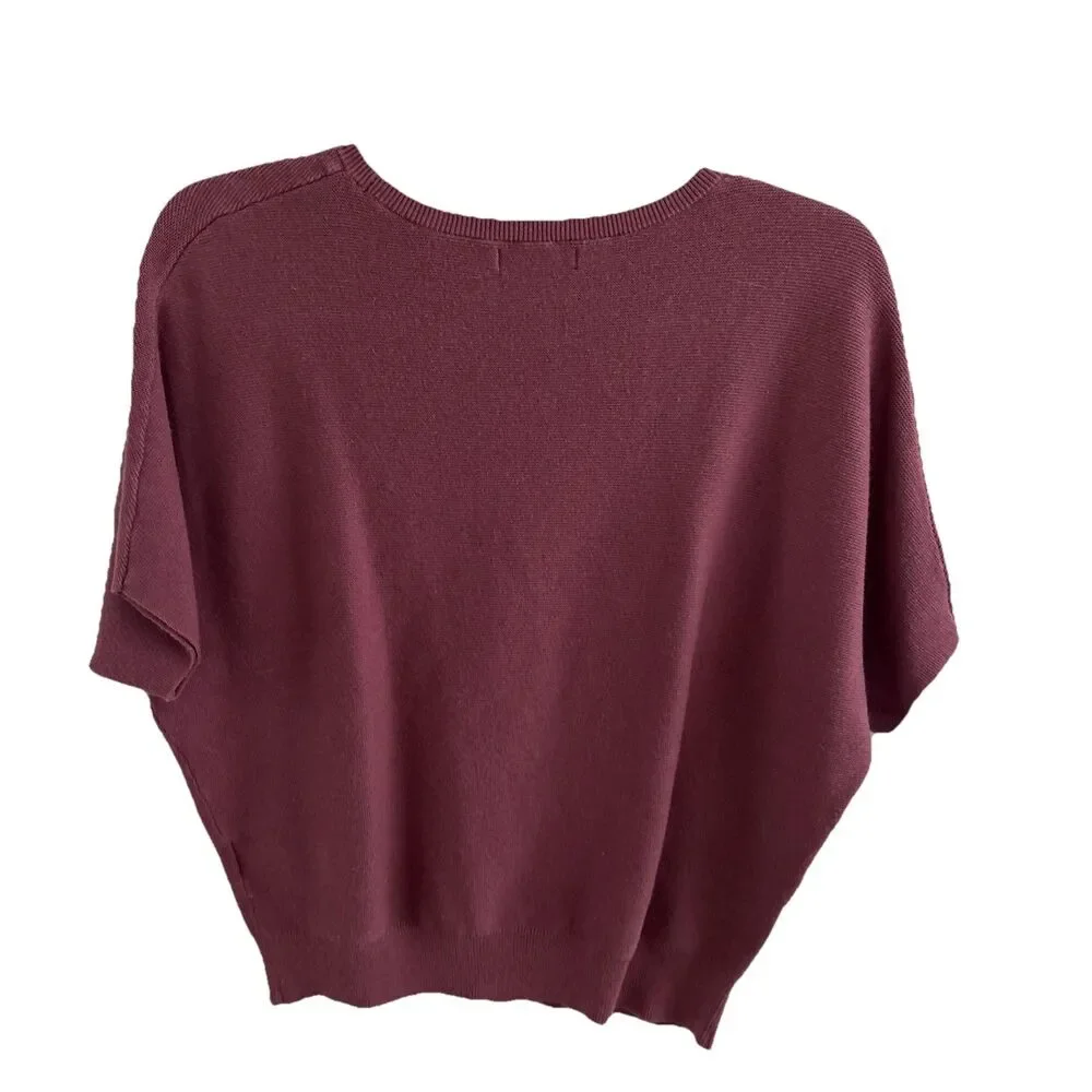 VGUC Quince Cotton Cashmere Link-Stitch Dolman Sweater Crushed Berry Purple S - Picture 8 of 10